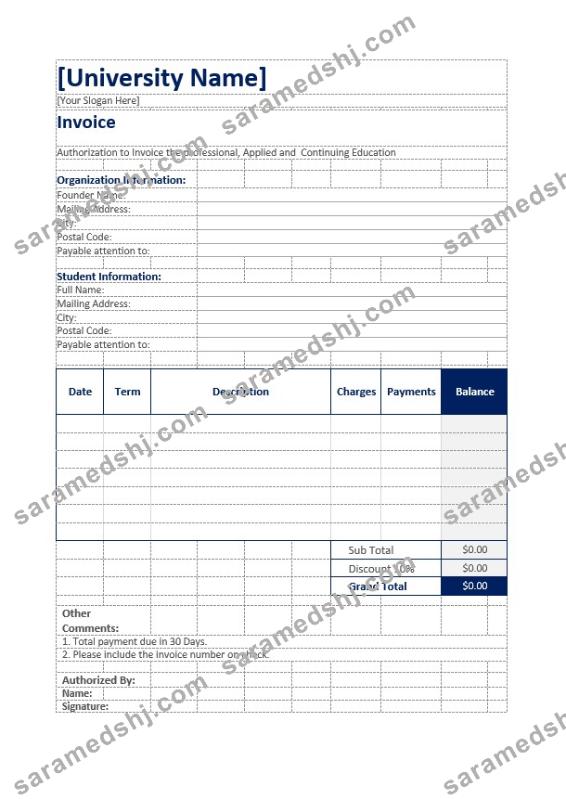 Simple Education Invoice Template